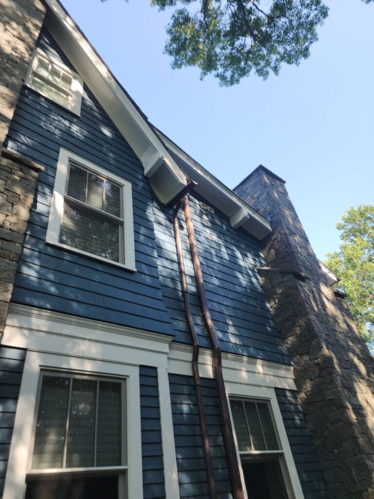 Installed drip edge flashing on roofline